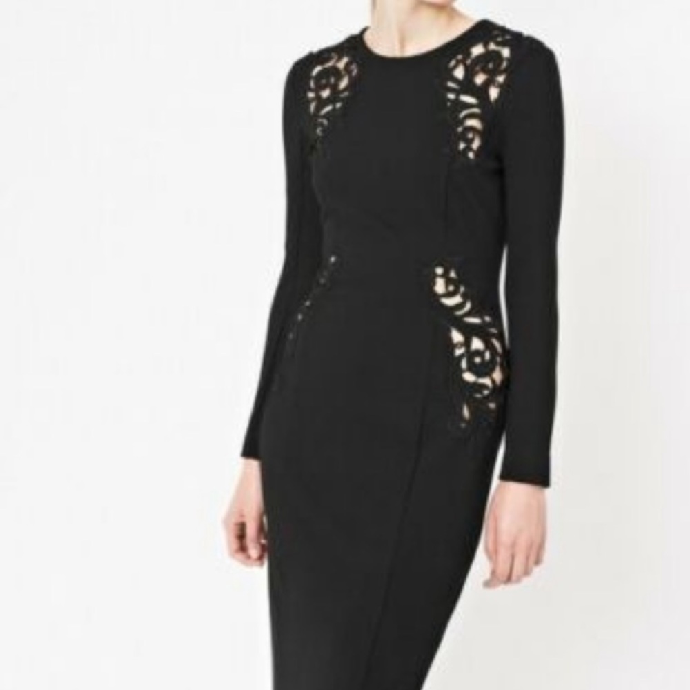 NWOT French Connection “Marie” Dress Black Embroidered